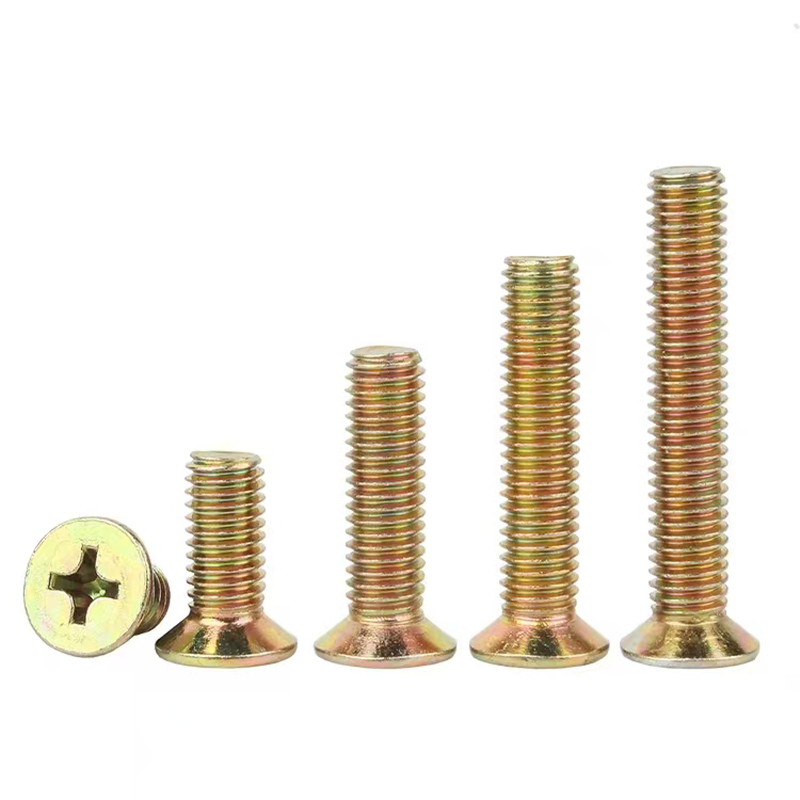 Colored zinc plated countersunk cross bolts