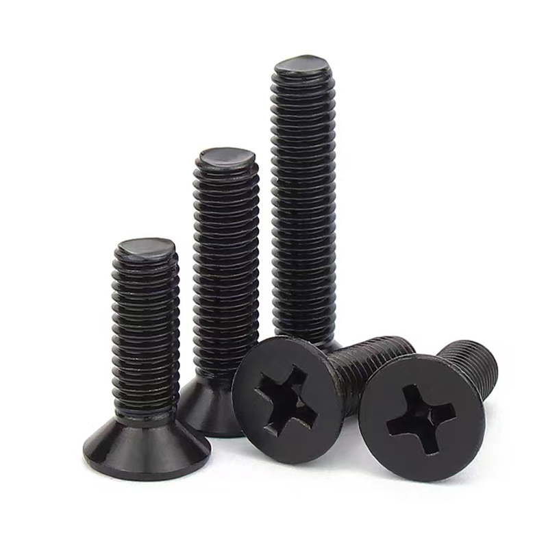 Black zinc plated countersunk cross bolts