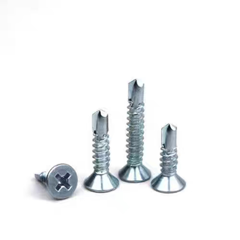 Electrogalvanized cross countersunk drill thread