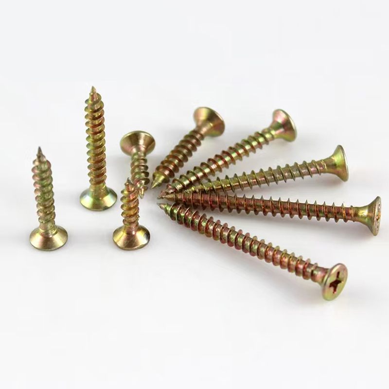 Colored zinc-plated cross countersunk drill thread